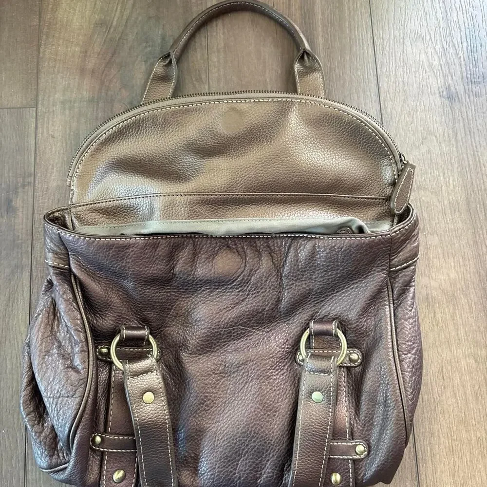 Coldwater Creek Pebbled Leather Tote Chain Bag